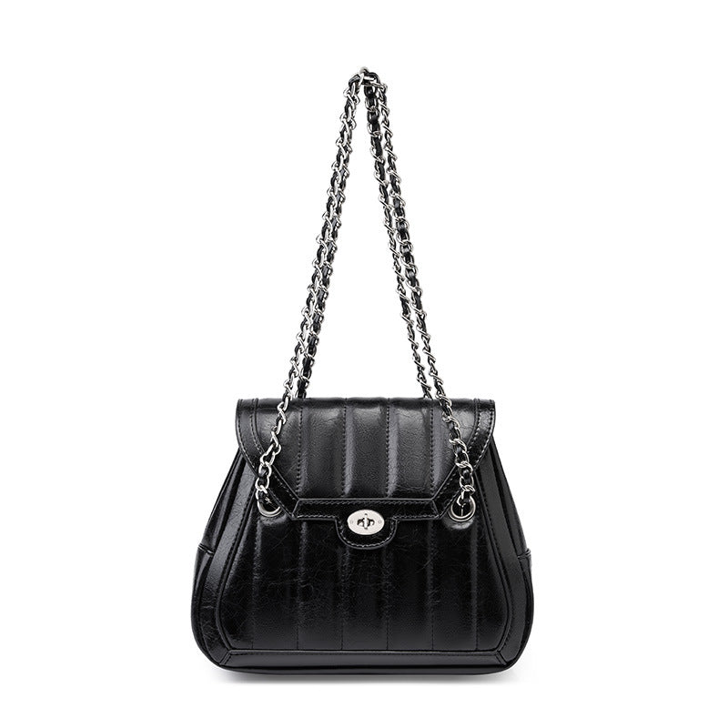 White Black Quilted Flap Chain Shoulder Bag