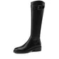 <tc>Women's Black Leather Flat Buckle Knee High Boots Round Toe Ridding Boots</tc>