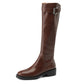 <tc>Women's Brown Leather Flat Buckle Knee High Boots Round Toe Ridding Boots</tc>