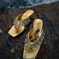 <tc>Gold Breezy Tassel Sandals</tc>