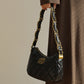 Women's Black Leather Quilted Chain Shoulder Zipper Bag