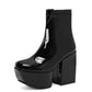 <tc>Women's Black Patent Leather Square Toe Block Heel Platform Ankle Boots</tc>