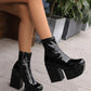 <tc>Women's Black Patent Leather Square Toe Block Heel Platform Ankle Boots</tc>