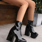 <tc>Women's Black Patent Leather Square Toe Block Heel Platform Ankle Boots</tc>