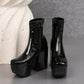 <tc>Women's Black Patent Leather Square Toe Block Heel Platform Ankle Boots</tc>