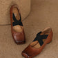 <tc>Women's Brown Leather Square Toe Block Heel Ballet Shoes Low Heel Mary Jane Shoes</tc>