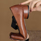 <tc>Women's Brown Leather Square Toe Block Heel Ballet Shoes Low Heel Mary Jane Shoes</tc>