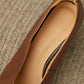 Women's Brown Leather Square Toe Spool Heel Vintage Pumps Dress Shoes