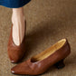 Women's Brown Leather Square Toe Spool Heel Vintage Pumps Dress Shoes