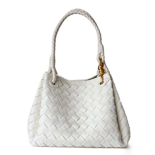 <tc>Women‘s White Leather Wovern Shoulder Handbags</tc>