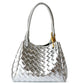 <tc>Women‘s Silver Leather Wovern Shoulder Handbags</tc>