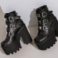 <tc>Women's Black Buckles Fashion Block Heel Platform Ankle Booties</tc>