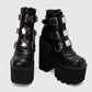 <tc>Women's Black Buckles Fashion Block Heel Platform Ankle Booties</tc>