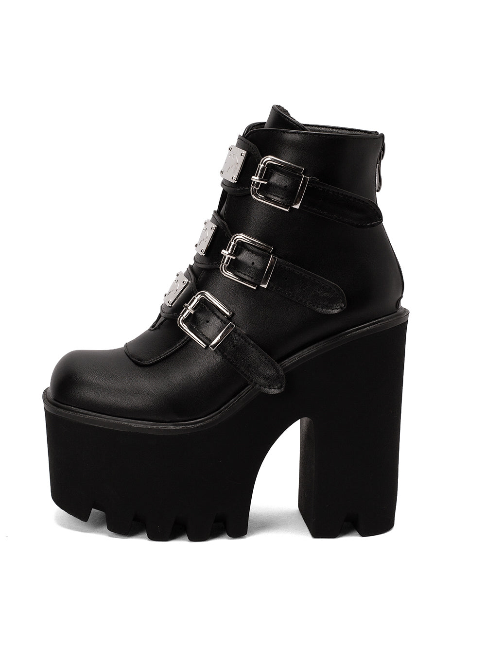 <tc>Women's Black Buckles Fashion Block Heel Platform Ankle Booties</tc>