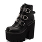 <tc>Women's Beige Buckles Fashion Block Heel Platform Ankle Booties</tc>