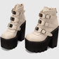 <tc>Women's Beige Buckles Fashion Block Heel Platform Ankle Booties</tc>