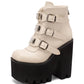 <tc>Women's Black Buckles Fashion Block Heel Platform Ankle Booties</tc>