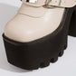 <tc>Women's Beige Buckles Fashion Block Heel Platform Ankle Booties</tc>