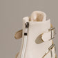 <tc>Women's Beige Buckles Fashion Block Heel Platform Ankle Booties</tc>