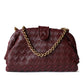 <tc>Burgundy Leather Shell Woven Handbag Shoulder Mini Bag</tc>