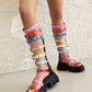 <tc>Women's Color Buckles Open Toe Flatform Knee High Sandals</tc>