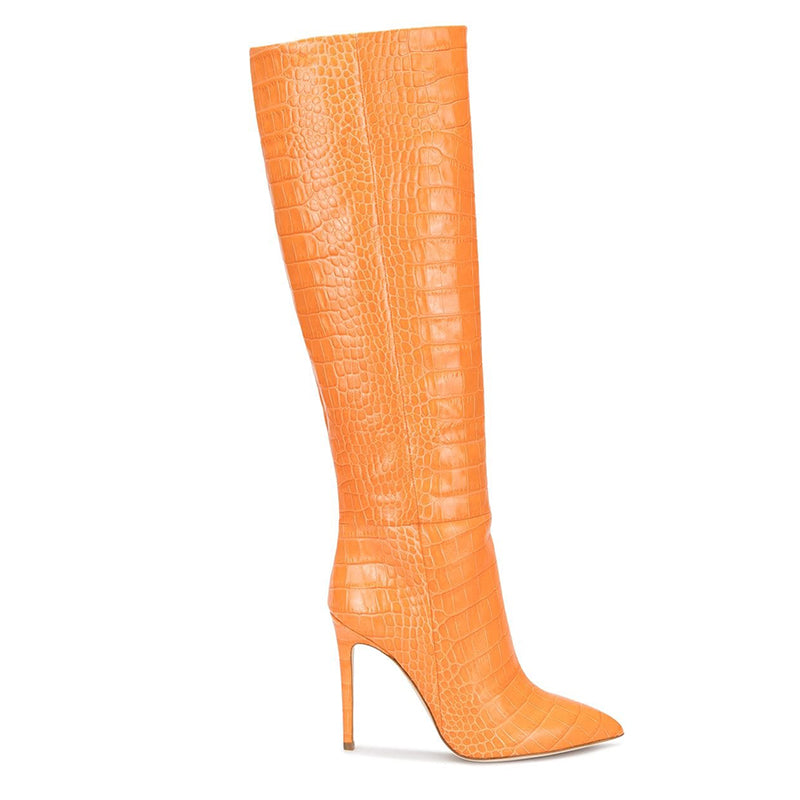 <tc>Women's Crocodile Pattern Stiletto Heels Knee High Boots</tc>