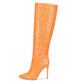 <tc>Women's Crocodile Pattern Stiletto Heels Knee High Boots</tc>