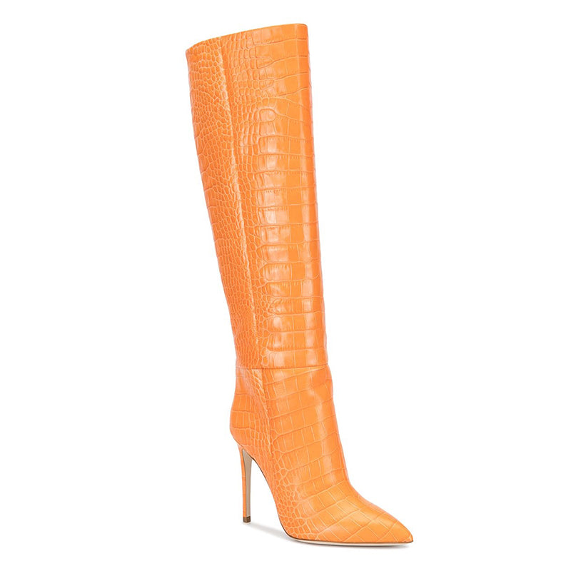 <tc>Women's Crocodile Pattern Stiletto Heels Knee High Boots</tc>