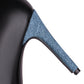 Women's Black Denim Fold-over Pointed Toe Stiletto Heel Knee High Boots