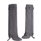 Women's Black Denim Fold-over Pointed Toe Stiletto Heel Knee High Boots