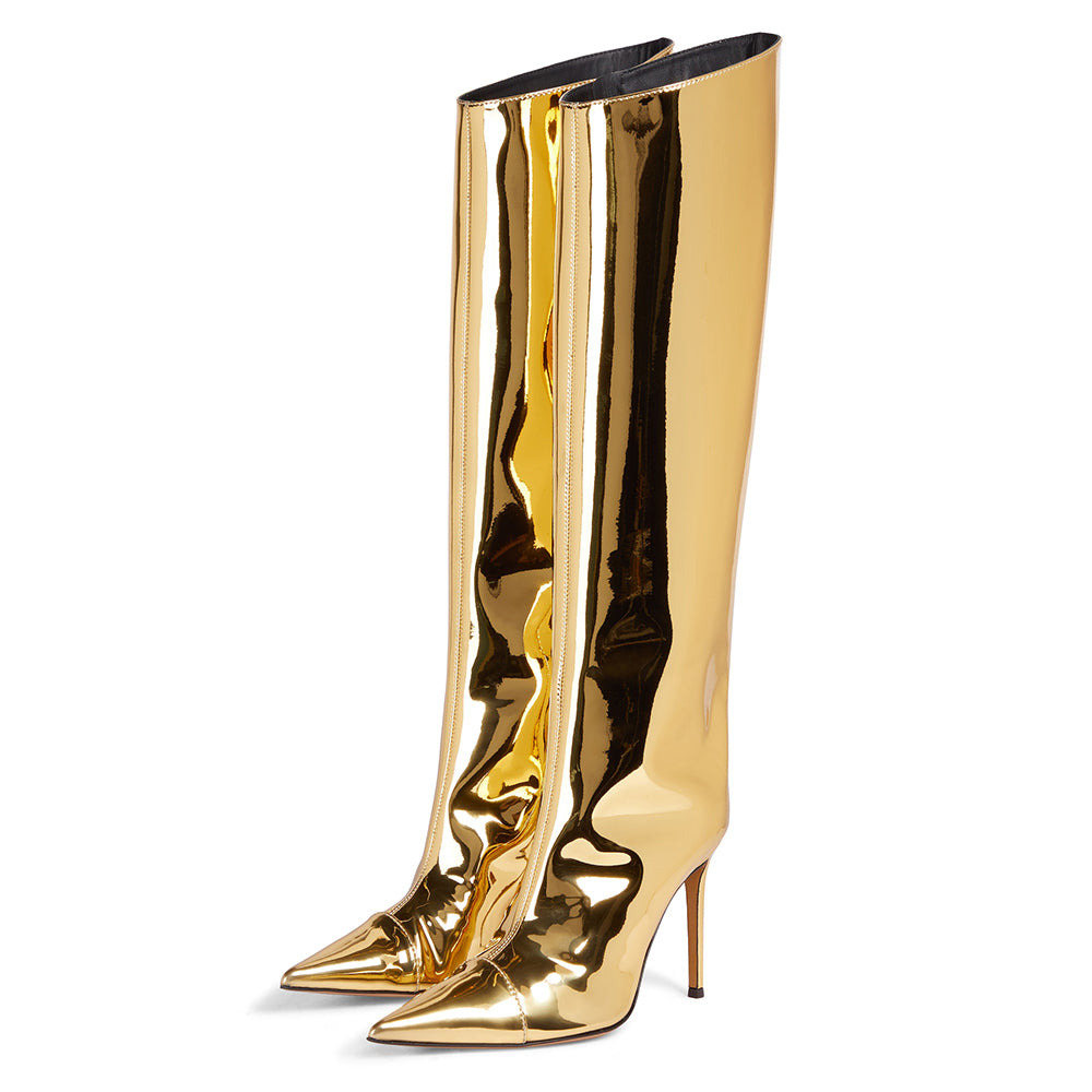 <tc>Women's Fashion Trend Metallic High Heel Knee High Boots</tc>