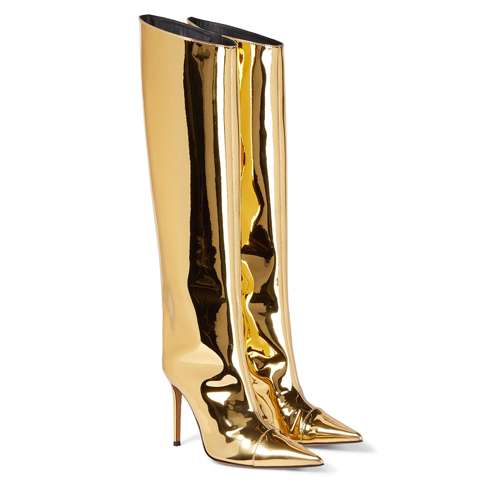 <tc>Women's Fashion Trend Metallic High Heel Knee High Boots</tc>