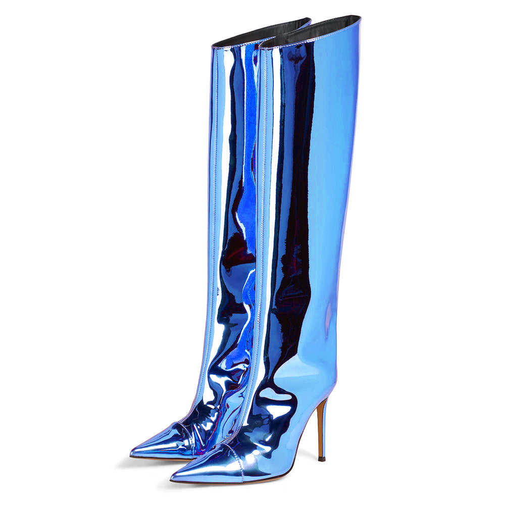 Women's Fashion Trend Metallic High Heel Knee High Boots