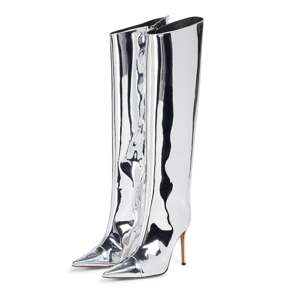 <tc>Women's Fashion Trend Metallic High Heel Knee High Boots</tc>