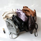 Women's Gray Leather Braided Zip Tote Handbag