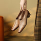 Women's Leather Square Toe Loafer Heel Chunky Heel Easy to Wear Shoes