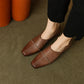 Women's Leather Square Toe Loafer Heel Chunky Heel Easy to Wear Shoes