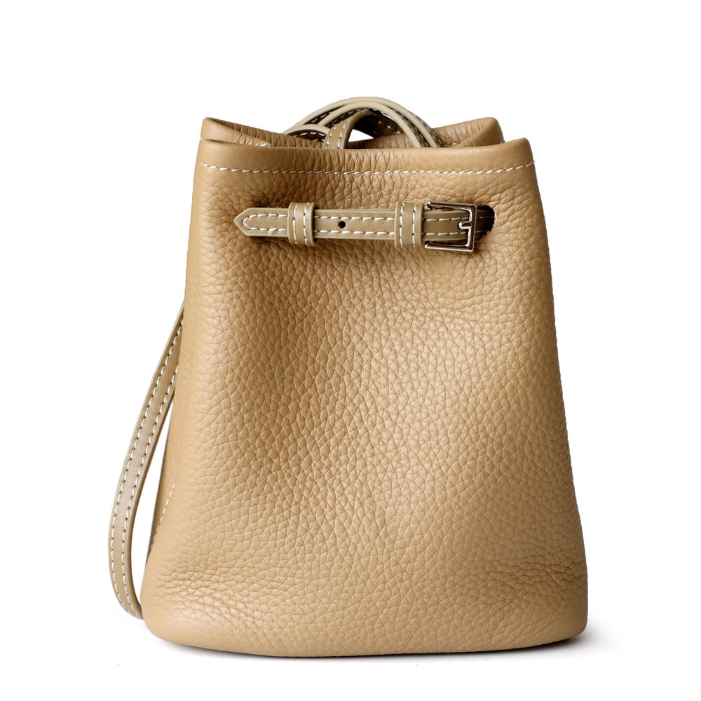 <tc>Womens Nude Leather Belt Bucket Handbags Shoulder Bag</tc>