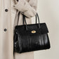 leather flap handbag work bag