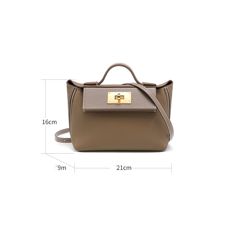 Women's Leather Flap Turnlock Handbag Shoulder Bag Mini Backpack