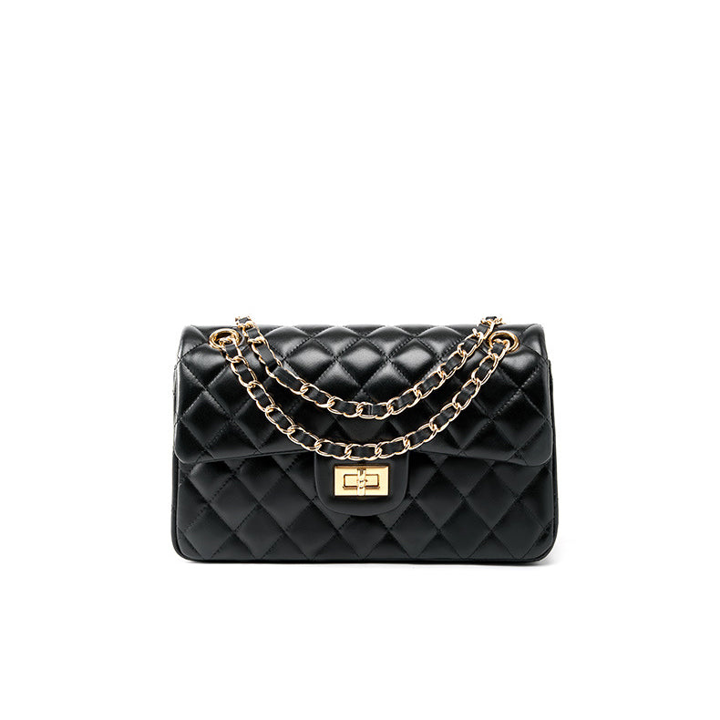 Women's Leather Quilted Chain Shoulder Bag