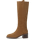 <tc>Women's Brown Suede Round Toe Flat Knee High Boots Ridding Booties</tc>