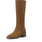 <tc>Women's Brown Suede Round Toe Flat Knee High Boots Ridding Booties</tc>