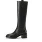 <tc>Women's Black Leather Round Toe Flat Knee High Boots Ridding Booties</tc>