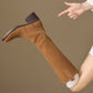 <tc>Women's Brown Suede Round Toe Flat Knee High Boots Ridding Booties</tc>