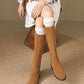 <tc>Women's Brown Suede Round Toe Flat Knee High Boots Ridding Booties</tc>