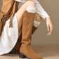 <tc>Women's Brown Suede Round Toe Flat Knee High Boots Ridding Booties</tc>