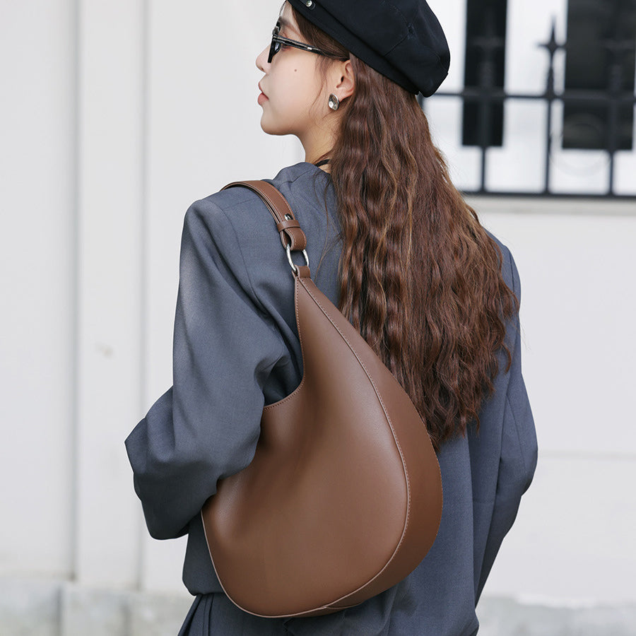 Leather Shoulder Hobo Bag Trend Half Moon Bag