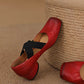 <tc>Women's Red Leather Square Toe Block Heel Ballet Shoes Low Heel Mary Jane Shoes</tc>