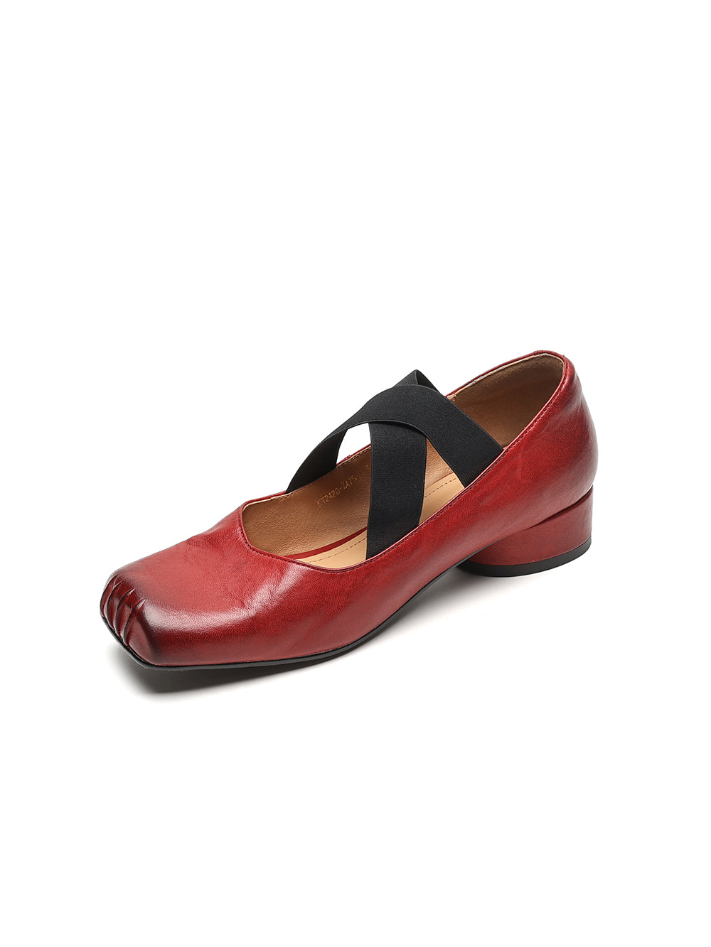 <tc>Women's Red Leather Square Toe Block Heel Ballet Shoes Low Heel Mary Jane Shoes</tc>